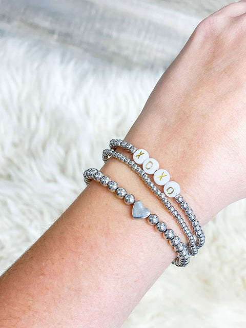 'XOXO' Bracelet Set - Silver